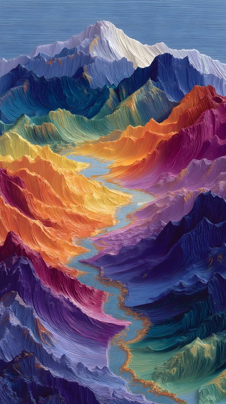 Colorful mountain landscape shows hills and river scene Free Premium Stock Photo - stock photo