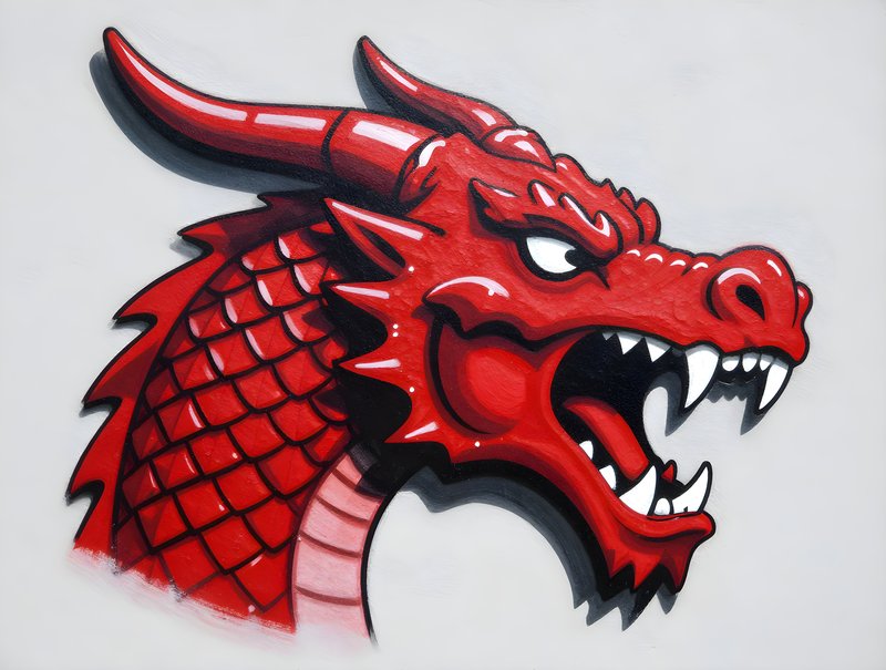 Dragon head mural on a wall in an urban area Free Premium Stock Image - stock photo