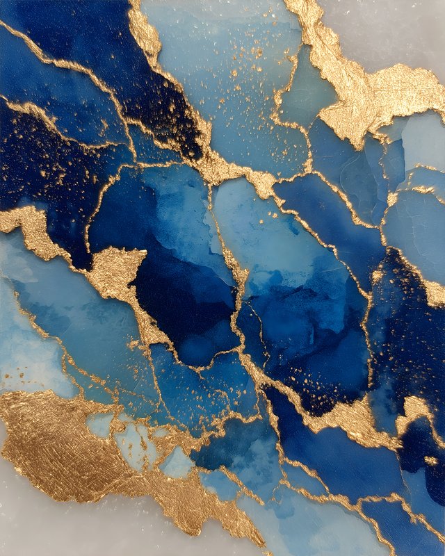 Blue and gold abstract art with cracks in different shades Free Premium Stock Image - stock photo