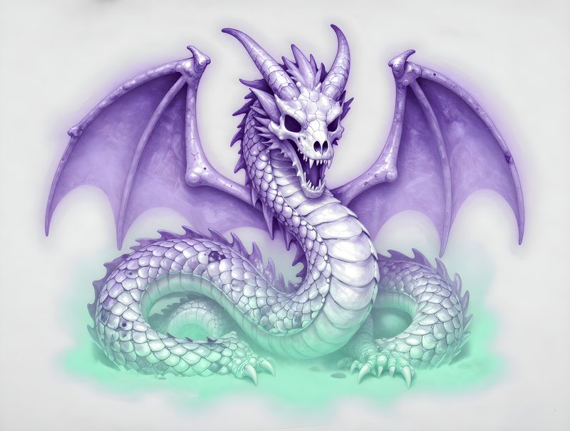 Dragon with purple wings and green mist shows its power Free Premium Stock Photo - stock photo