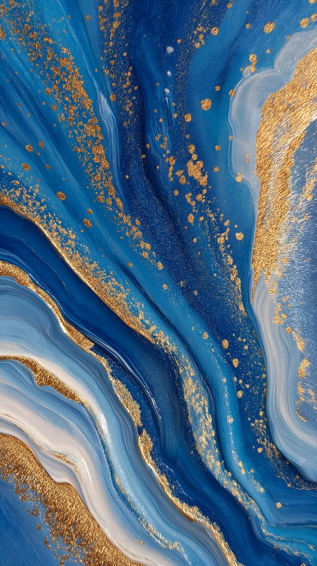 Swirls of blue and gold create a unique abstract art piece Free Premium Stock Image - stock photo