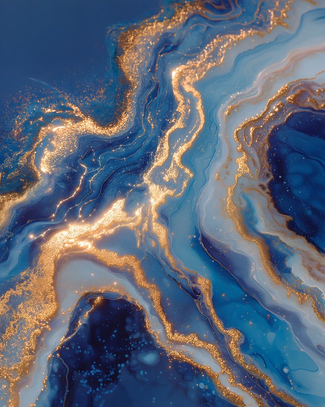 Colorful abstract design with gold and blue fluid shapes Free Premium Stock Photo - stock photo