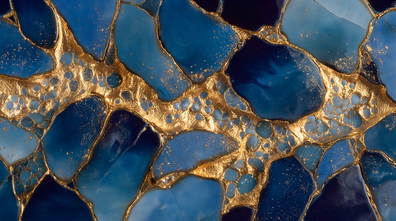 Abstract blue and gold design shows stones and lines Free Premium Stock Photo - stock photo