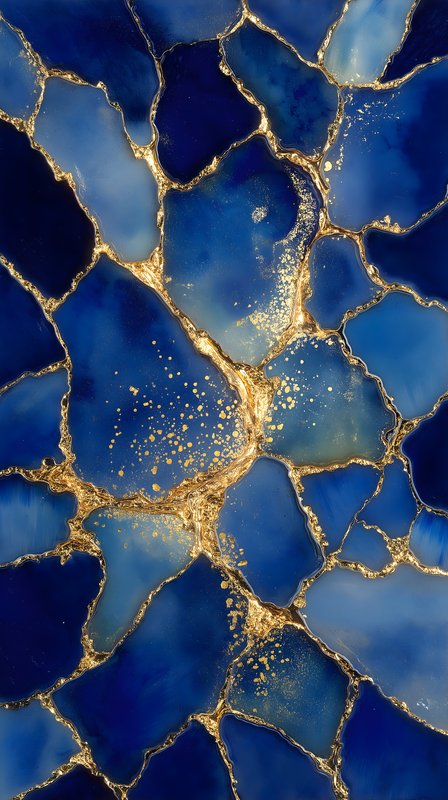 Blue and gold abstract design with a cracked pattern Free Premium Stock Image - stock photo