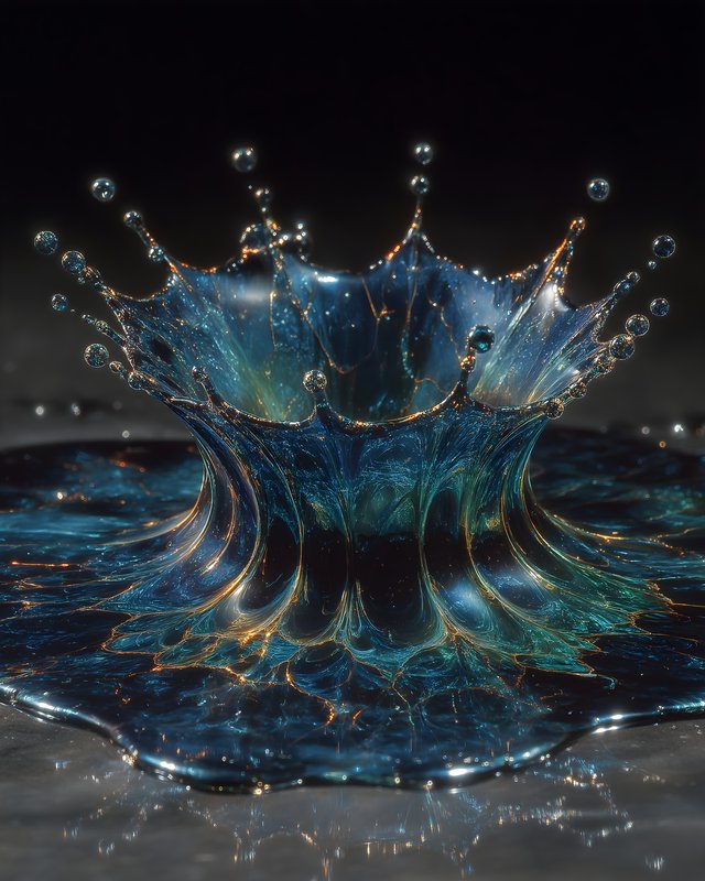 Water splash creates crown shape in dark setting with light Free Premium Stock Image - stock photo