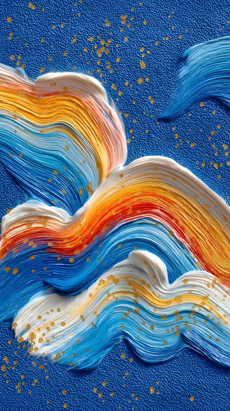 Colorful abstract painting of waves on a blue background Free Premium Stock Photo - stock photo