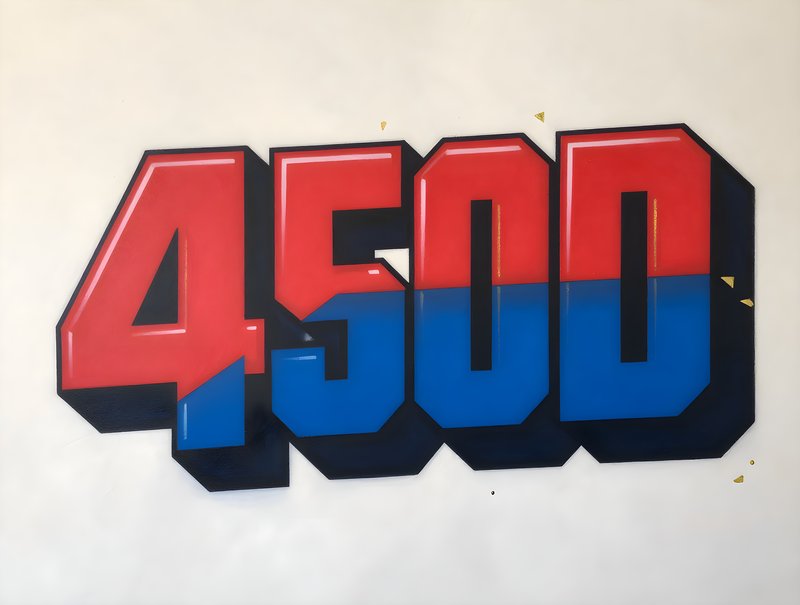 Number 4500 painted on a wall in bold colors Free Premium Stock Image - stock photo