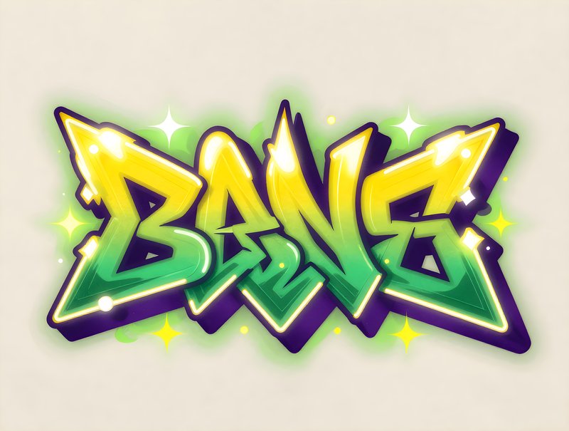 Bright graffiti art with the word Bang in green and yellow Free Premium Stock Image - stock photo