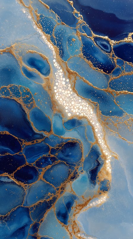 Blue and gold abstract design with organic shapes and patterns Free Premium Stock Photo - stock photo