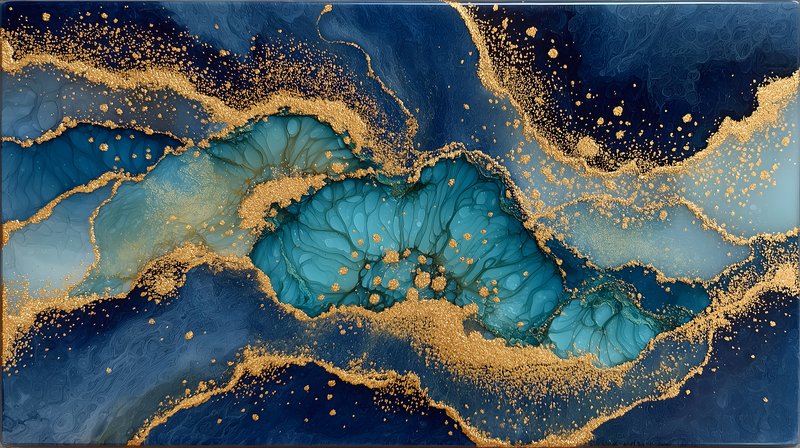 Ocean waves blend with gold dust in abstract art Free Premium Stock Image - stock photo