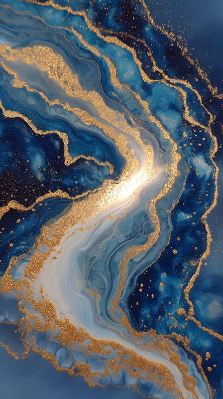 Swirls of blue and gold in flowing abstract design Free Premium Stock Photo - stock photo