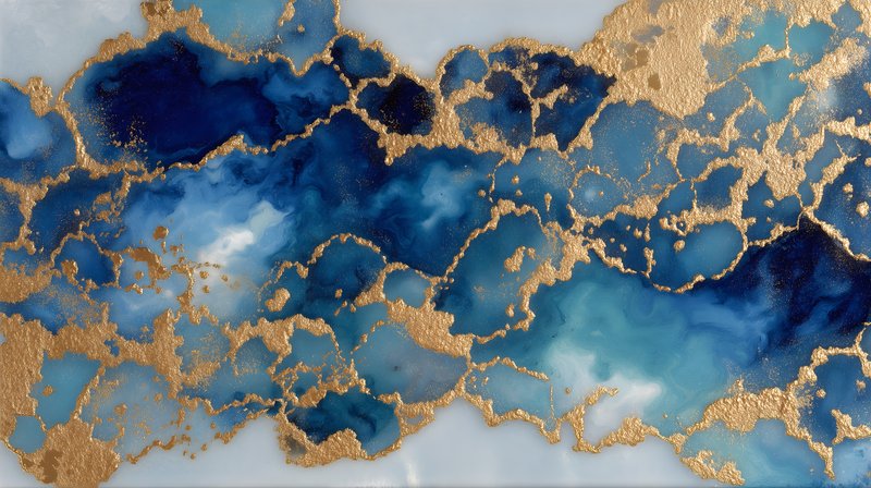 Colorful blue and gold abstract design in modern art style Free Premium Stock Photo - stock photo