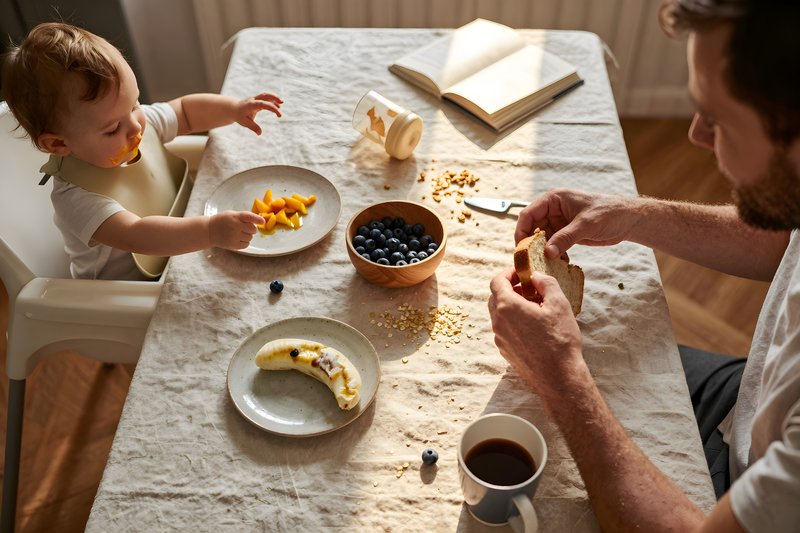 Breakfast time with child in kitchen Free Premium Stock Photo - stock photo