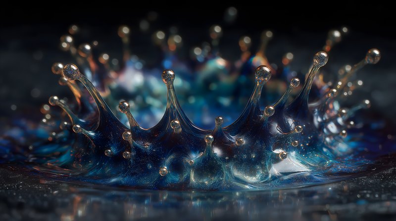 Water splash creates rippling effect on dark surface Free Premium Stock Image - stock photo