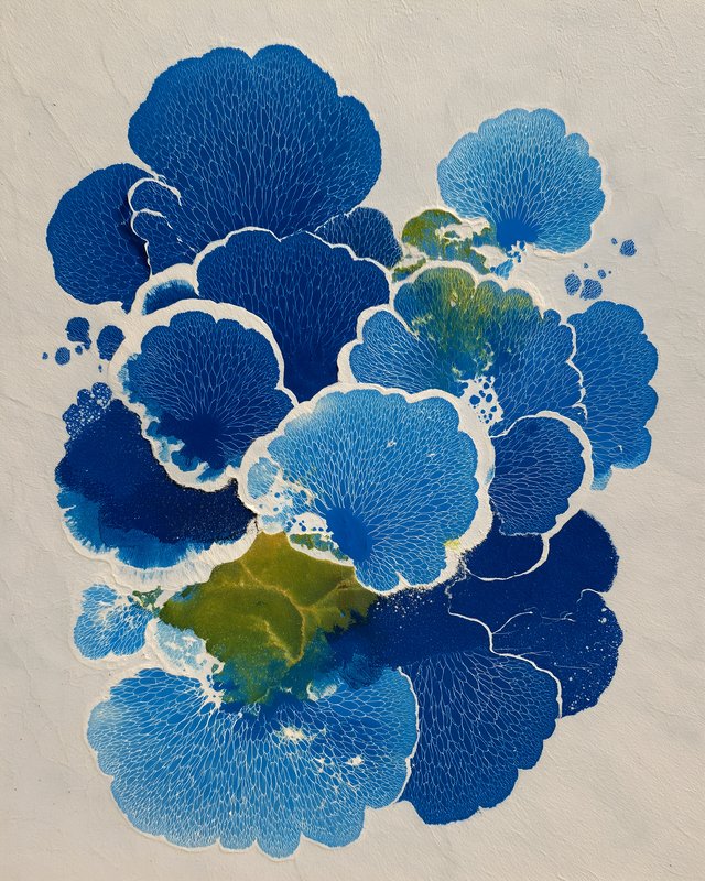 Blue and green abstract shapes on paper create a design Free Premium Stock Photo - stock photo