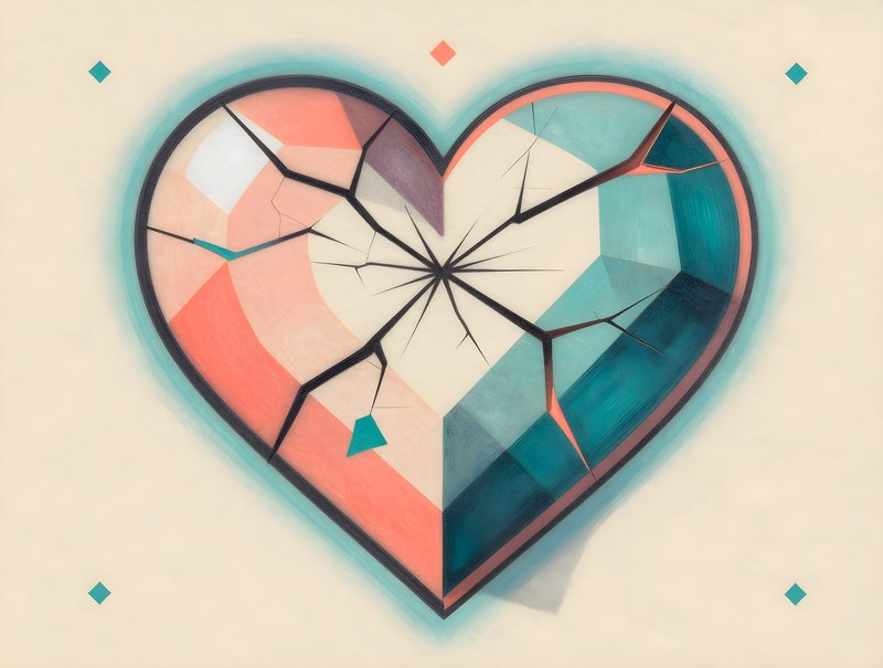 Broken heart design with geometric shapes and colors Free Premium Stock Image - stock photo
