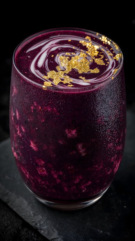 Colorful drink in glass with gold flakes on top Free Premium Stock Image - stock photo