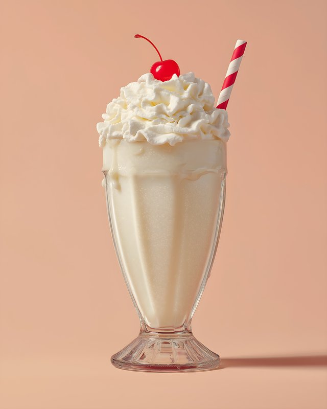 Milkshake with whipped cream and cherry on top served in glass Free Premium Stock Photo - stock photo