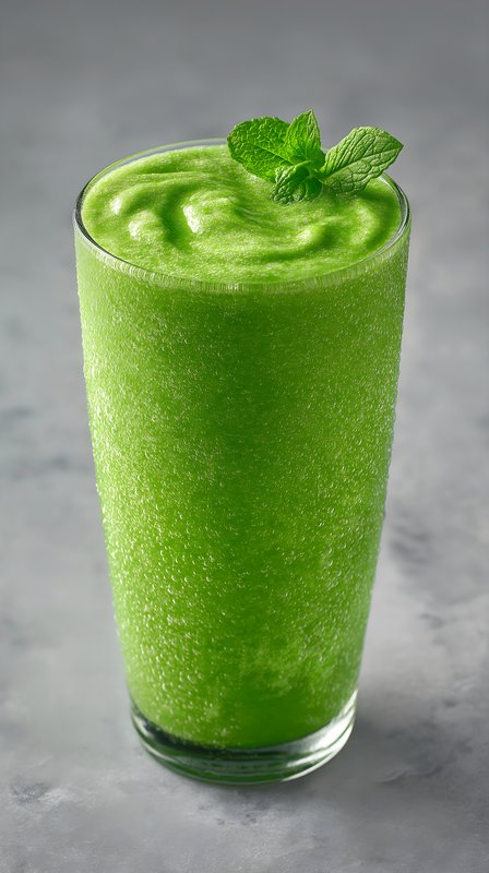Fresh green smoothie with mint in tall glass on gray background Free Premium Stock Image - stock photo