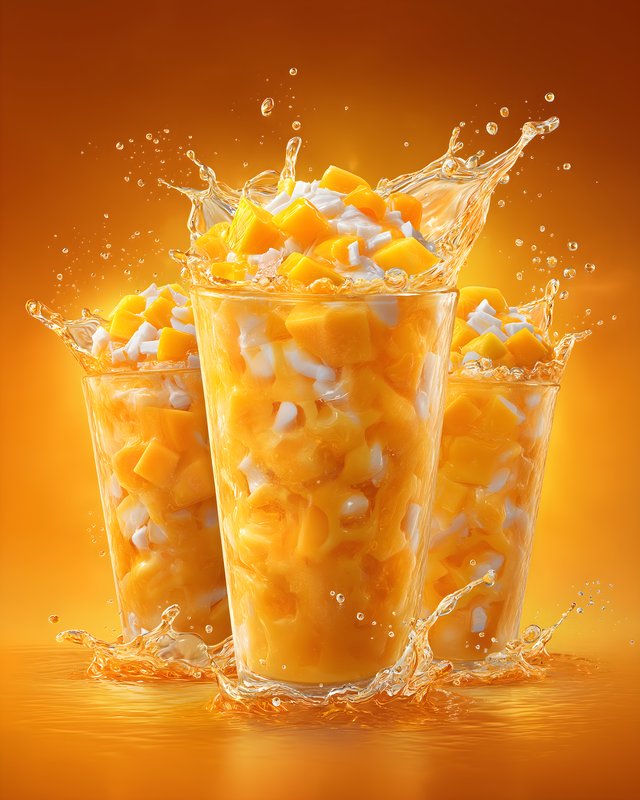 Refreshing mango drinks splash with flavor and fun Free Premium Stock Image - stock photo