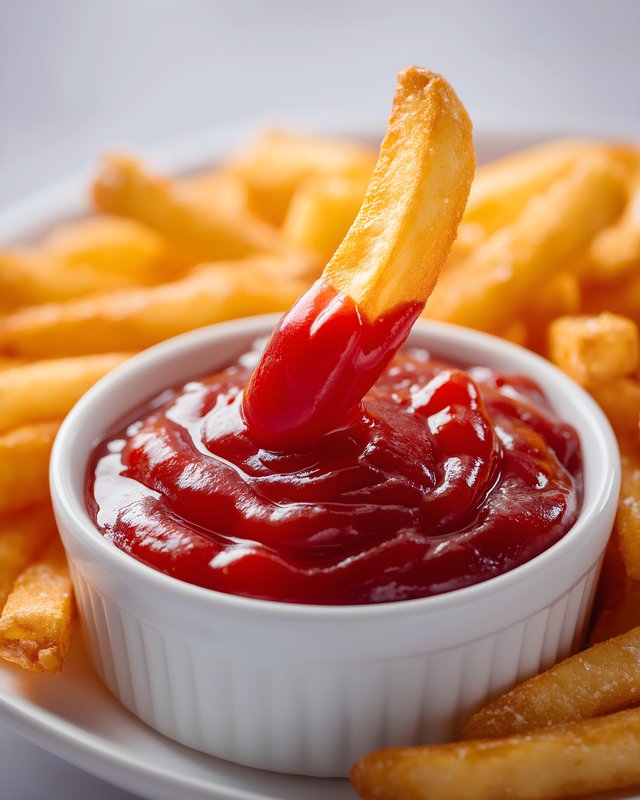 French fries and ketchup served together in a bowl Free Premium Stock Image - stock photo