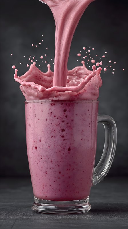 Berry smoothie is poured into glass in kitchen setting Free Premium Stock Photo - stock photo