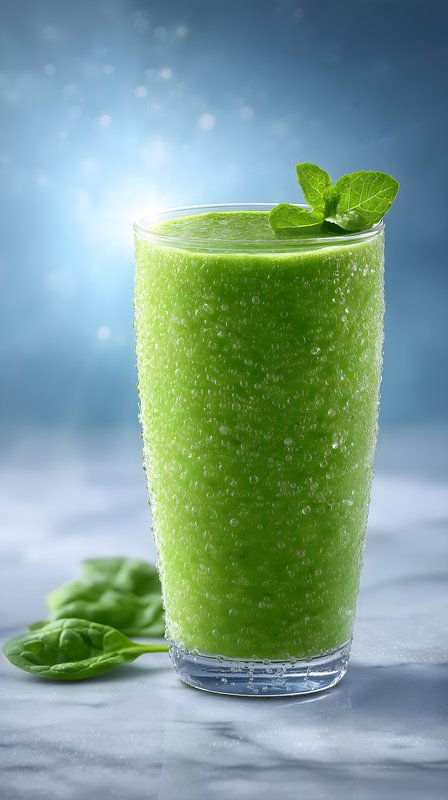 Refreshing green smoothie in a glass on a marble surface Free Premium Stock Photo - stock photo