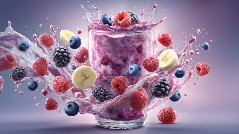 Fruit smoothie with splashes and fresh ingredients Free Premium Stock Image - stock photo