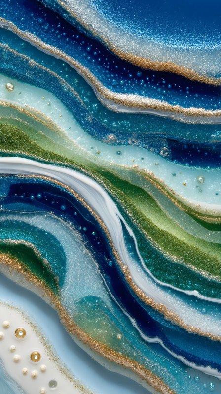 Colorful abstract design showing layers of blue and green lines Free Premium Stock Image - stock photo