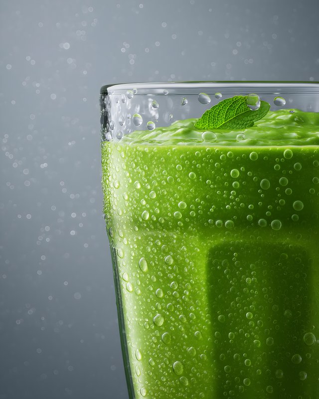 Fresh green smoothie served in a clear glass with mint leaf Free Premium Stock Photo - stock photo