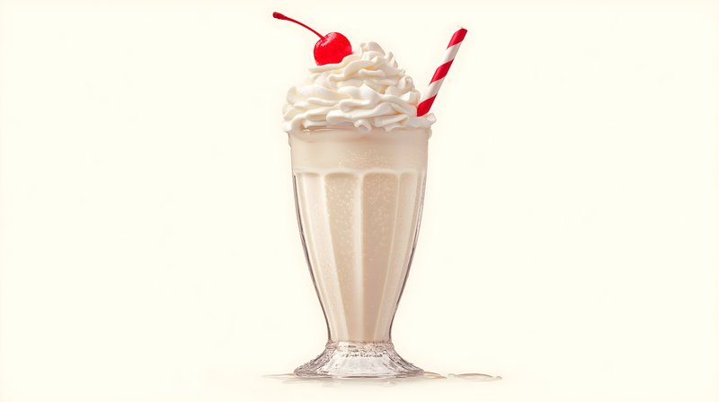 Milkshake with cherry and straw in clear glass Free Premium Stock Photo - stock photo