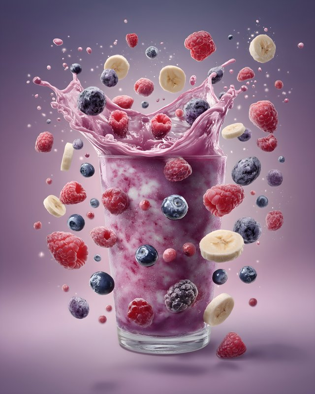 Berry smoothie with fruit splash in glass Free Premium Stock Photo - stock photo