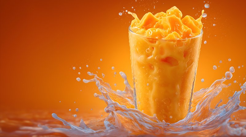 Refreshing orange drink with fruit splash in a glass Free Premium Stock Image - stock photo
