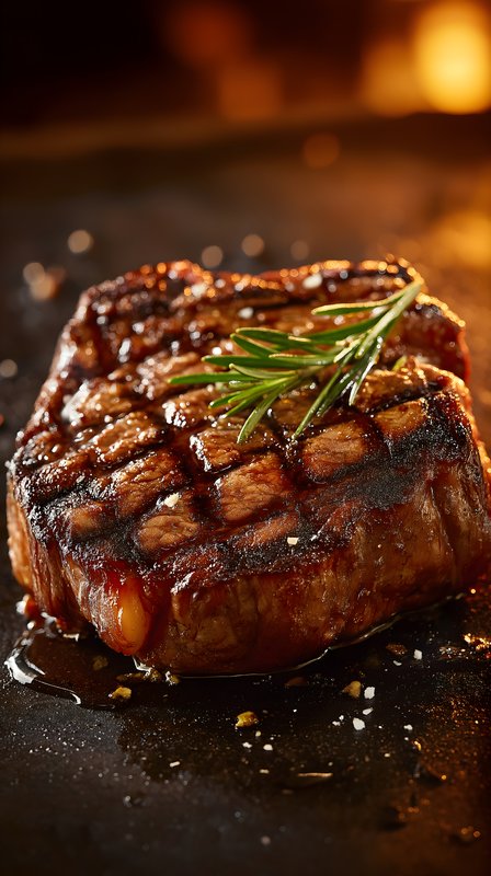 Grilled steak with rosemary on a dark surface Free Premium Stock Photo - stock photo