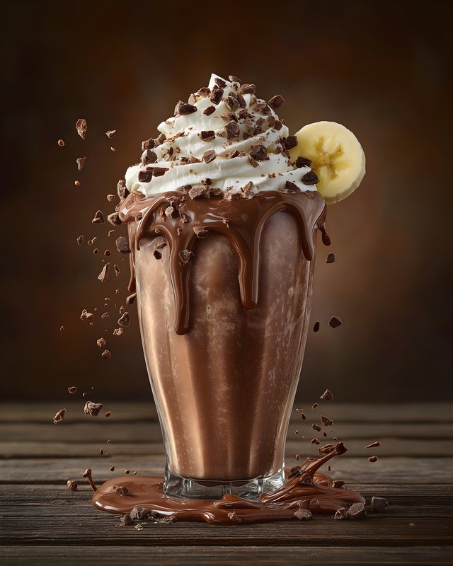 Chocolate milkshake with whipped cream and chocolate bits Free Premium Stock Image - stock photo