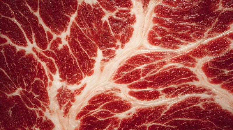 Close view of raw marbled beef showing meat texture and fat Free Premium Stock Image - stock photo