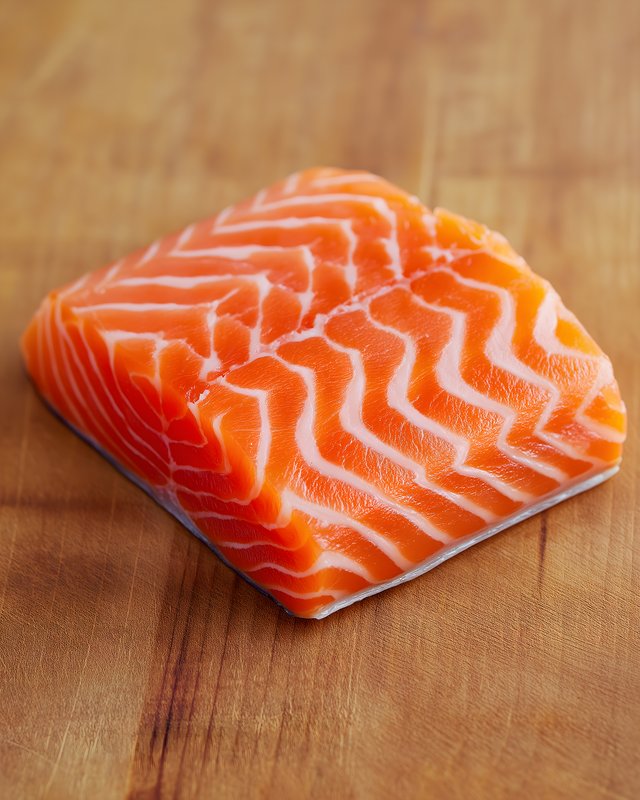 Fresh salmon fillet ready for cooking on wooden surface Free Premium Stock Photo - stock photo