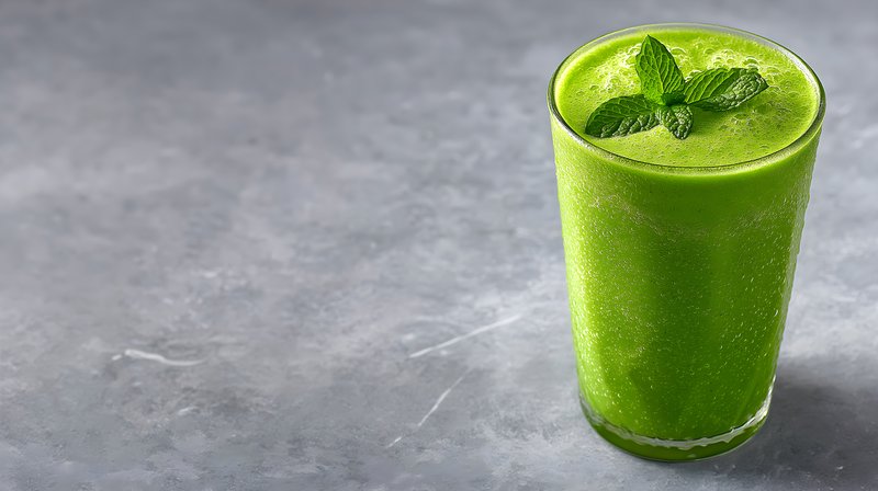 Fresh green smoothie in a clear glass Free Premium Stock Image - stock photo