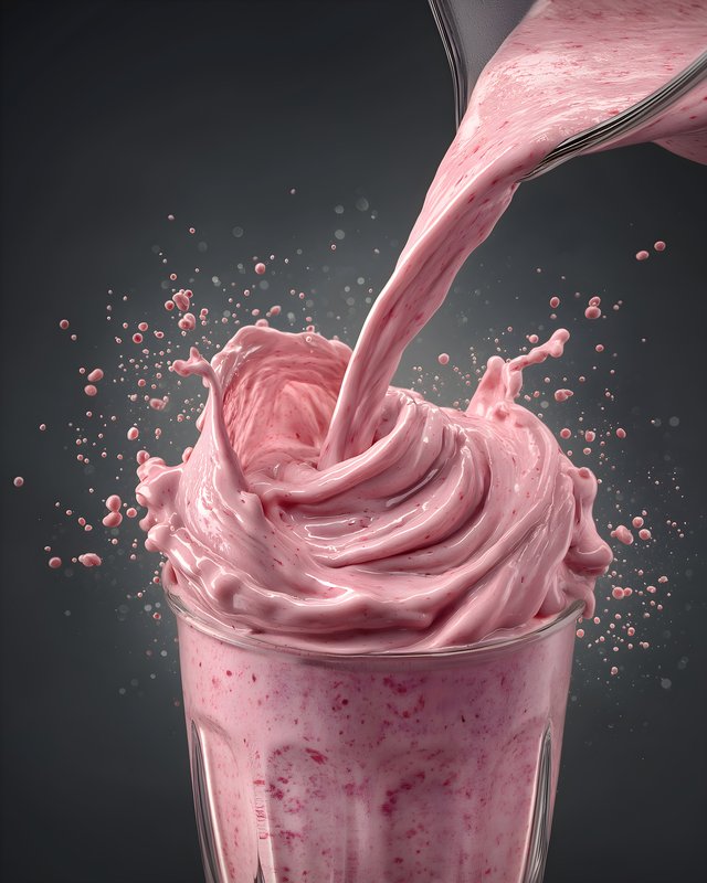 Smoothie being poured into glass with splashes and swirls Free Premium Stock Image - stock photo