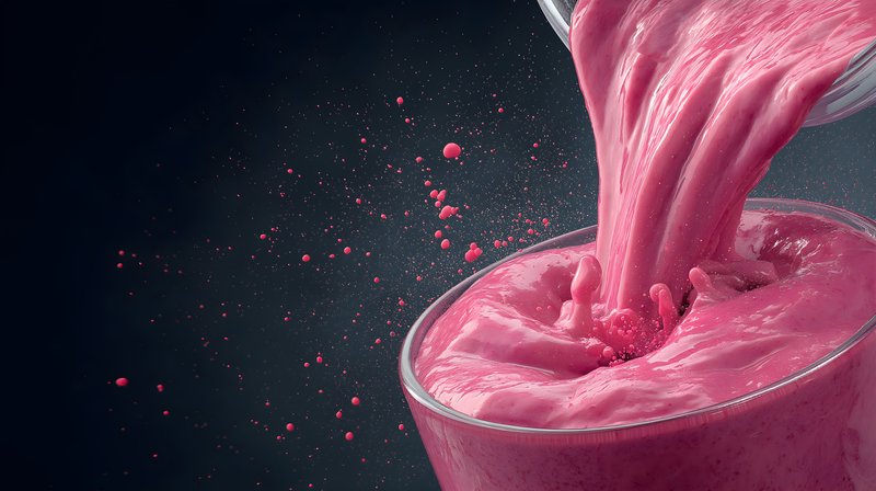 Berry smoothie is being poured into a glass Free Premium Stock Image - stock photo