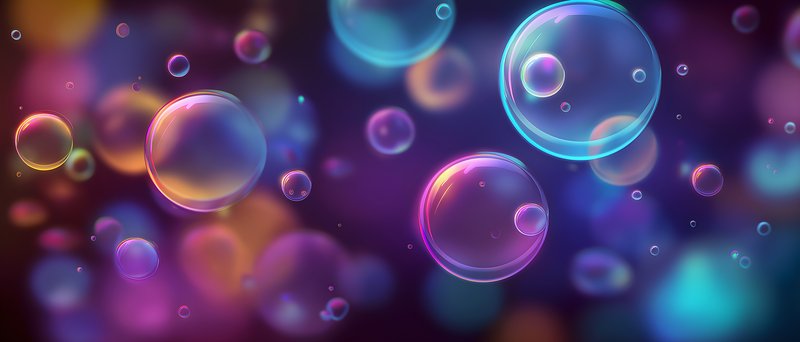 Colorful bubbles float in a dark background during the night Free Premium Stock Image - stock photo