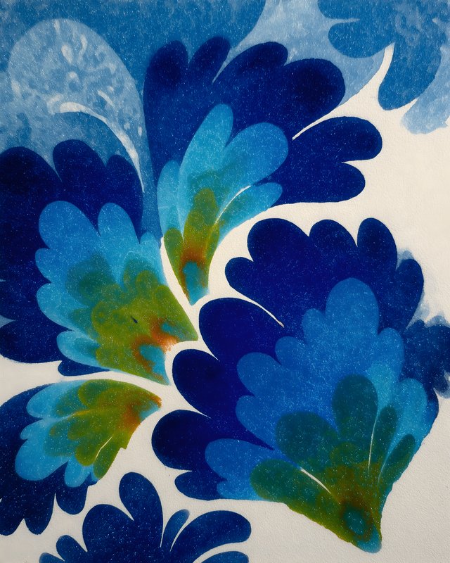 Bright blue floral pattern on white surface shows art style Free Premium Stock Photo - stock photo