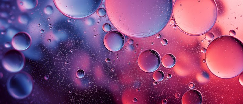Colorful bubbles float on a surface during a science experiment Free Premium Stock Image - stock photo