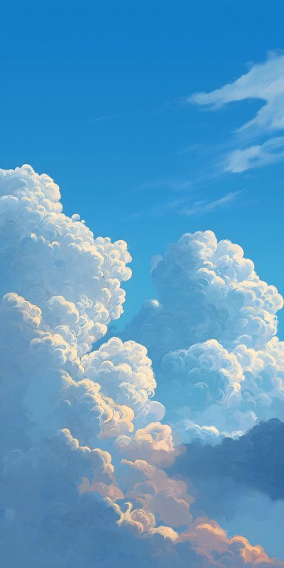 Bright sky with fluffy clouds and sunlight in the afternoon Free Premium Stock Image - stock photo