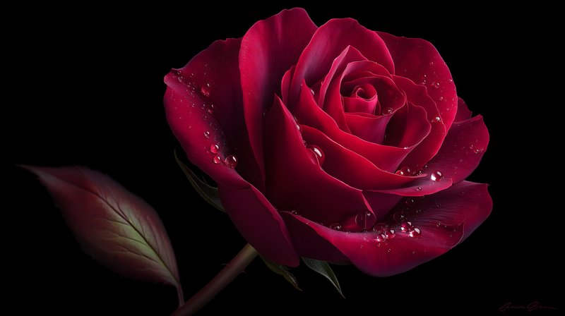Red rose with water droplets on a black background Free Premium Stock Photo - stock photo