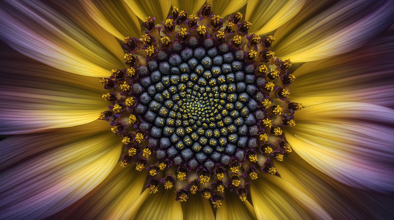 Close view of sunflower with swirling pattern in the center Free Premium Stock Image - stock photo