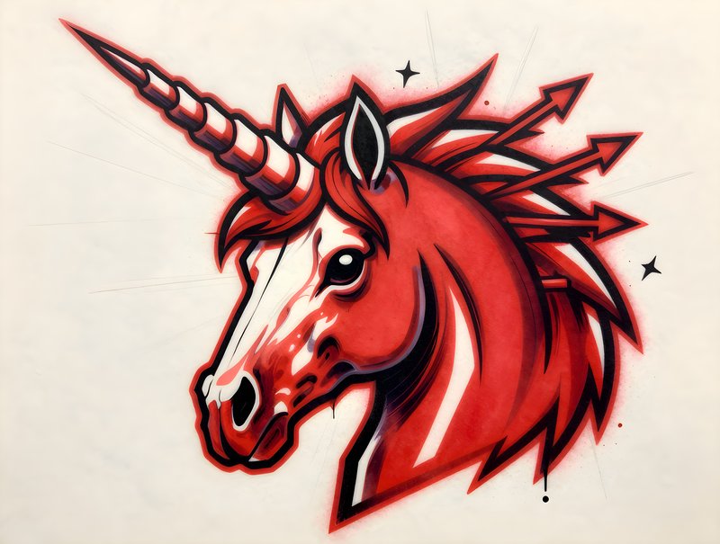 Unicorn head illustration with arrows and bright colors Free Premium Stock Photo - stock photo