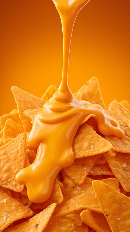 Cheese sauce pours over nacho chips in a bright scene Free Premium Stock Photo - stock photo
