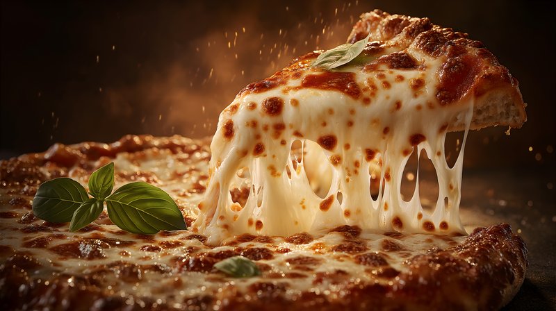 Enjoying hot cheese pizza pulled from the oven Free Premium Stock Image - stock photo
