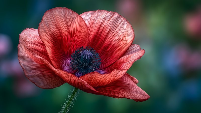 Red flower blooms in a garden during spring season Free Premium Stock Image - stock photo